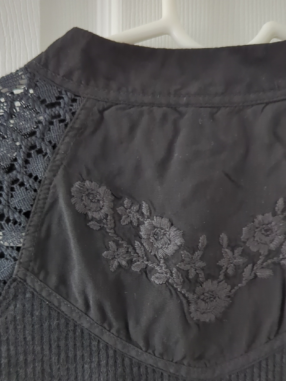 Free People Black Lace Long Sleeve Mock Neck Top - Picture 11 of 11